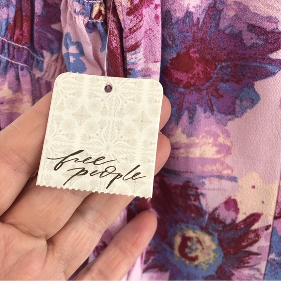 NWT Free People Floral Tie front Blouse - Picture 13 of 16